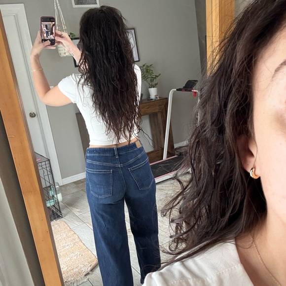 AE Dreamy Drape Stretch Super High-Waisted Baggy Wide-Leg Jean size 2 - Picture 4 of 8